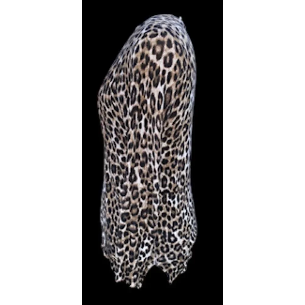 Michael Kors Leopard Print V-Neck Sweater Sz .S Cotton Blend